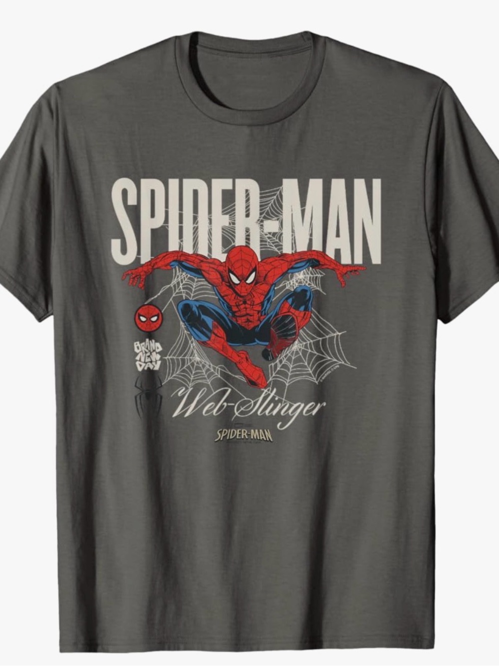 Marvel Gray Spider-Man Web-Slinger Graphic Tee with Red & Blue Print